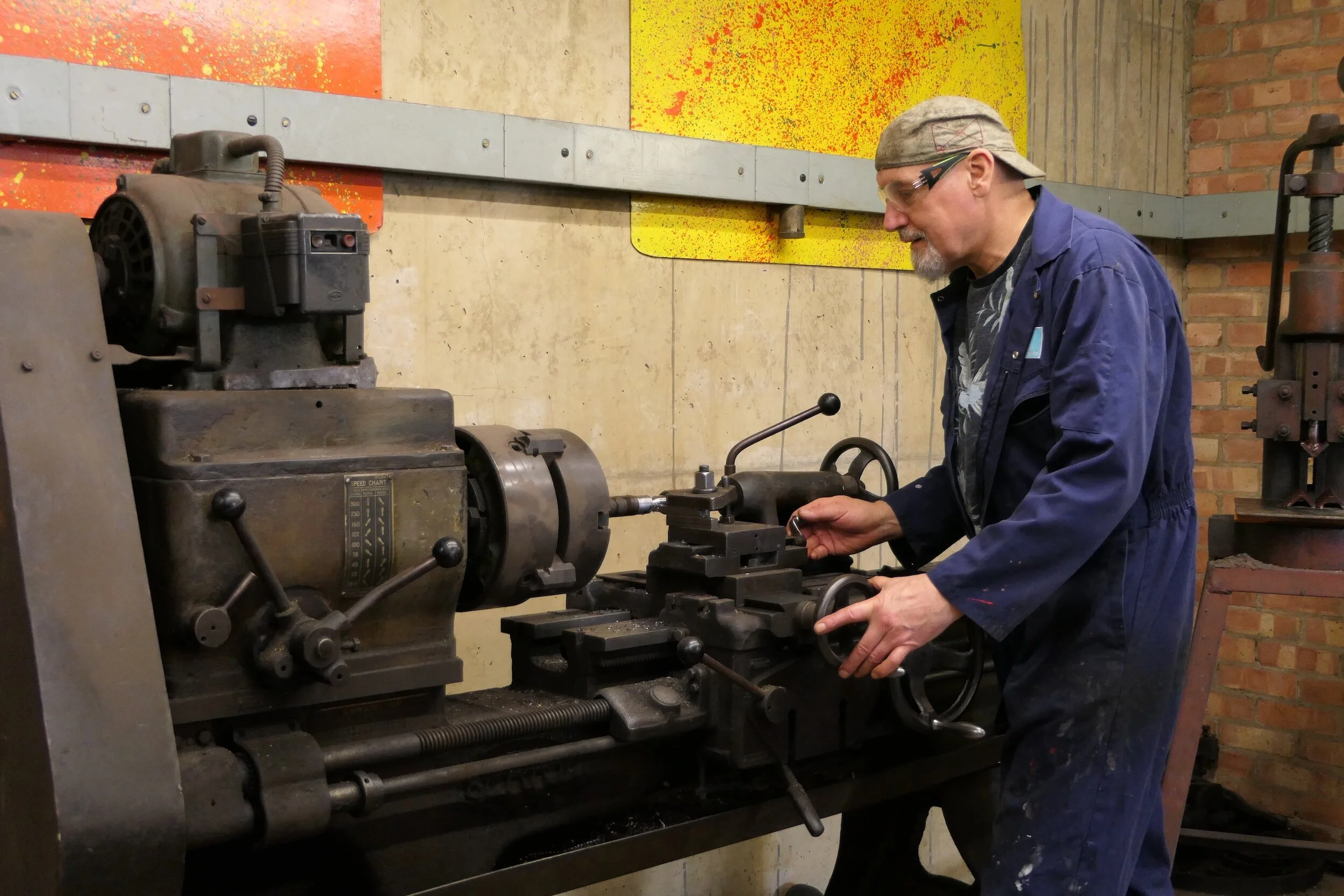 Man at old Lathe